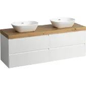 Laufen LANI Waschtischplatte wildeiche inklusive Unterschrank, 1 Ausschnitt links und rechts, 1570x495x580mm, H4065941122601, Farbe: Weiß matt