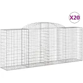 vidaXL Gabionen mit Hochbogen 20 Stk 300x50x120/140cm Verzinktes Eisen