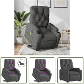 The Living Store Elektrischer Massagesessel mit Aufstehhilfe Dunkelgrau Stoff