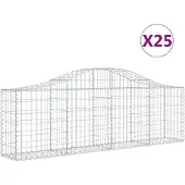 vidaXL Gabionen mit Hochbogen 25 Stk. 200x30x60/80 cm Verzinktes Eisen