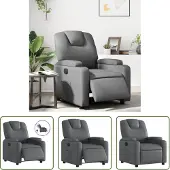The Living Store Relaxsessel Elektrisch Grau Kunstleder