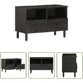 The Living Store TV-Schrank Schwarz 70x33x46 cm Massivholz Mango