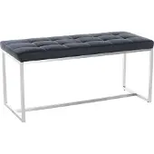 CLP Edelstahl Küchenbank Barci Kunstleder I Moderne 2er-Sitzbank Mit Polsterung Für Esszimmer Und Küche Und Büro I Sitzhöhe 48 CM, Farbe: grau