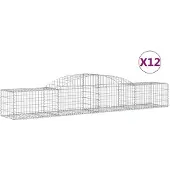 vidaXL Gabionen mit Hochbogen 12 Stk. 300x50x40/60 cm Verzinktes Eisen