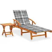 Syfax Sonnenliege mit Tisch und Auflage Akazie Massivholz
