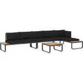 Syfax 4-tlg. Garten-Ecksofa-Set mit Auflagen Aluminium und WPC