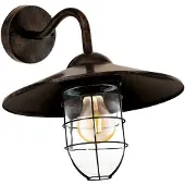 Eglo Außen-Wandlampe Melgoa, 1 flammige Außenleuchte, Wandleuchte aus verzinktem Stahl in Rostoptik und Glas, E27 Fassung, IP44