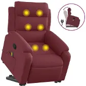 Sonstiges Massagesessel mit Aufstehhilfe Weinrot Stoff