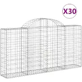 vidaXL Gabionen mit Hochbogen 30Stk. 200x30x100/120cm Verzinktes Eisen