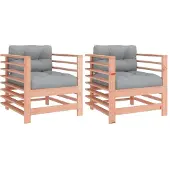 Syfax Gartenstühle mit Kissen 2 Stk. Massivholz Douglasie