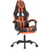 Syfax Gaming-Stuhl mit Fußstütze Schwarz und Orange Kunstleder