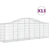 vidaXL Gabionen mit Hochbogen 13 Stk. 200x30x60/80 cm Verzinktes Eisen