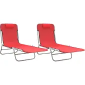 Syfax Sonnenliegen Klappbar 2 Stk. Rot Textilene und Stahl