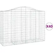 vidaXL Gabionen mit Hochbogen 40Stk. 200x50x140/160cm Verzinktes Eisen