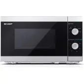 Sharp YC-MS01E-S Solo-Mikrowelle 20 L, 800 W MW, 5 Leistungsstufen, 25,5 cm Glasdrehteller, Silber