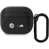 BMW BMA322PVTK AirPods 3. Generation Hülle, schwarz/schwarzes Leder, gebogene Linie