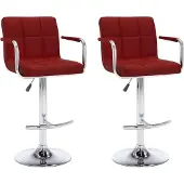Syfax Barhocker 2 Stk. Weinrot Kunstleder