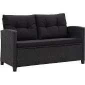 Syfax 2-Sitzer-Gartensofa mit Kissen Schwarz 124 cm Poly Rattan