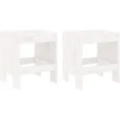Syfax Gartenhocker 2 Stk. Weiß 40x36x45 cm Massivholz Kiefer