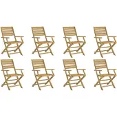 vidaXL Klappstühle, 8 Stück, 54,5 x 61,5 x 86,5 cm, Massivholz Akazie