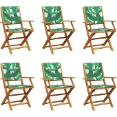 vidaXL Klappstühle, 6 Stück, grüner Stoff und Massivholz