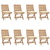 The Living Store Klappbare Gartenstühle mit Kissen 8 Stk. Massivholz Teak