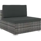 Syfax Modular-Sofa-Mittelteil 1 Stk. + Auflagen Poly Rattan Grau