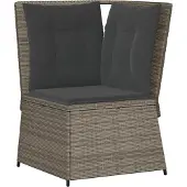 Syfax Garten-Ecksofa mit Kissen Grau Poly Rattan