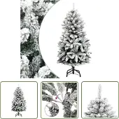 The Living Store Künstlicher Weihnachtsbaum Klappbar Beschneit 120 cm