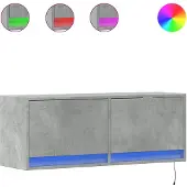 Syfax TV-Wandschrank mit LED-Beleuchtung Betongrau 100x31x35 cm