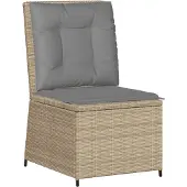 Syfax Gartensessel mit Liegefunktion und Kissen Beige Poly Rattan