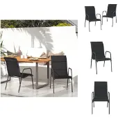 vidaXL Gartenstühle 2 Stk. Stahl und Textilene Schwarz - Gartenstühle