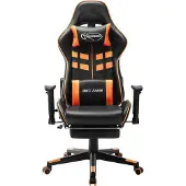 Syfax Gaming-Stuhl mit Fußstütze Schwarz und Orange Kunstleder
