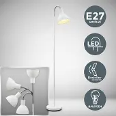 B.K.Licht Stehlampe - Schalter, schwenkbar, E27 Fassung, max. 25W, Weiß