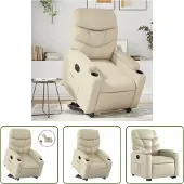 The Living Store Relaxsessel mit Aufstehhilfe Elektrisch Creme Kunstleder