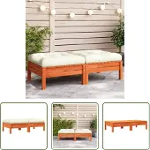 The Living Store Gartenhocker mit Kissen 2 Stk. Wachsbraun Massivholz Kiefer