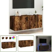 The Living Store TV-Wandschrank mit LED-Leuchten Räuchereiche 100x35x41 cm