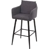 Mendler Barhocker HWC-H93, Barstuhl Tresenhocker, Fußablage Metall Stoff/Textil dunkelgrau