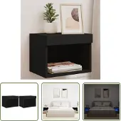 The Living Store Wand-Nachttische mit LED-Leuchten 2 Stk. Schwarz