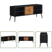 The Living Store TV-Schrank 112x31x45 cm Recyceltes Massivholz Teak