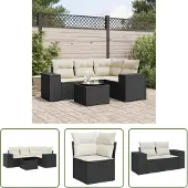 The Living Store 5-tlg. Garten-Sofagarnitur mit Kissen Schwarz Poly Rattan