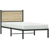 Syfax Metallbett ohne Matratze Sonoma-Eiche 90x190 cm