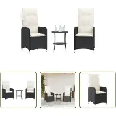 The Living Store Outdoor-Lehnstühle 2 Stk. mit Tisch Schwarz Poly-Rattan