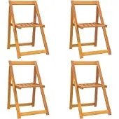 Syfax Klappstühle, 4 Stück, Massivholz Akazie