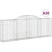vidaXL Gabionen mit Hochbogen 20 Stk 300x30x100/120cm Verzinktes Eisen