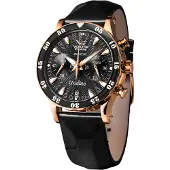Vostok Europe - Undine Chronograph für Damen - inkl. 3 Armbänder Leder/Silikon in schwarz - VK64-515B568