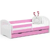 Akord Bett PLAY 180x80 Rosa mit Matratze und Aufbewahrungsbox
