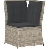 Syfax Garten-Ecksofa mit Kissen Hellgrau Poly Rattan