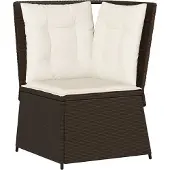 Syfax Garten-Ecksofa mit Kissen Braun Poly Rattan