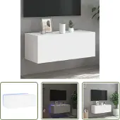 The Living Store TV-Wandschrank mit LED-Leuchten Weiß 80x35x31 cm